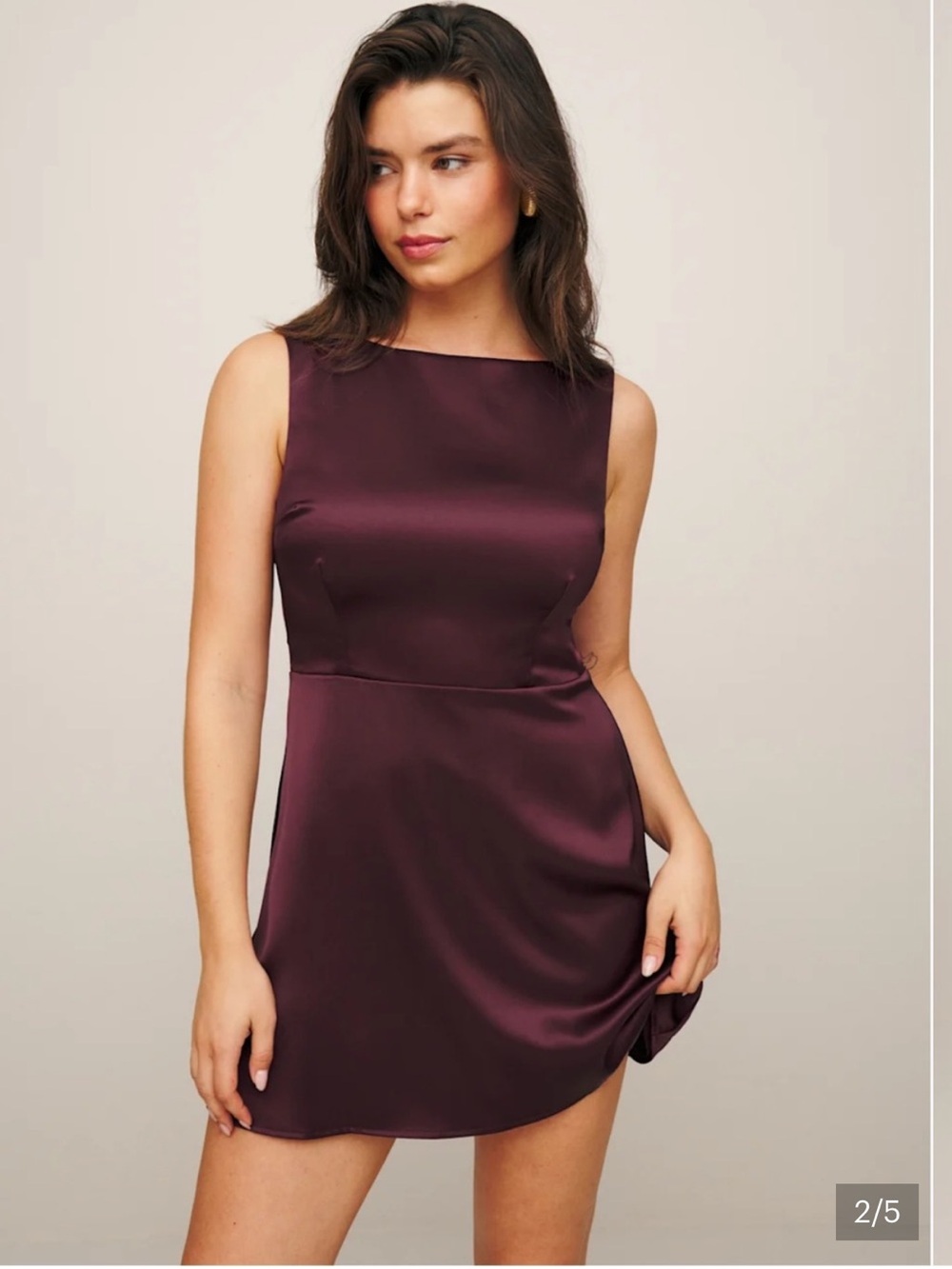 Reformation Satin Zenni Dress in Prune